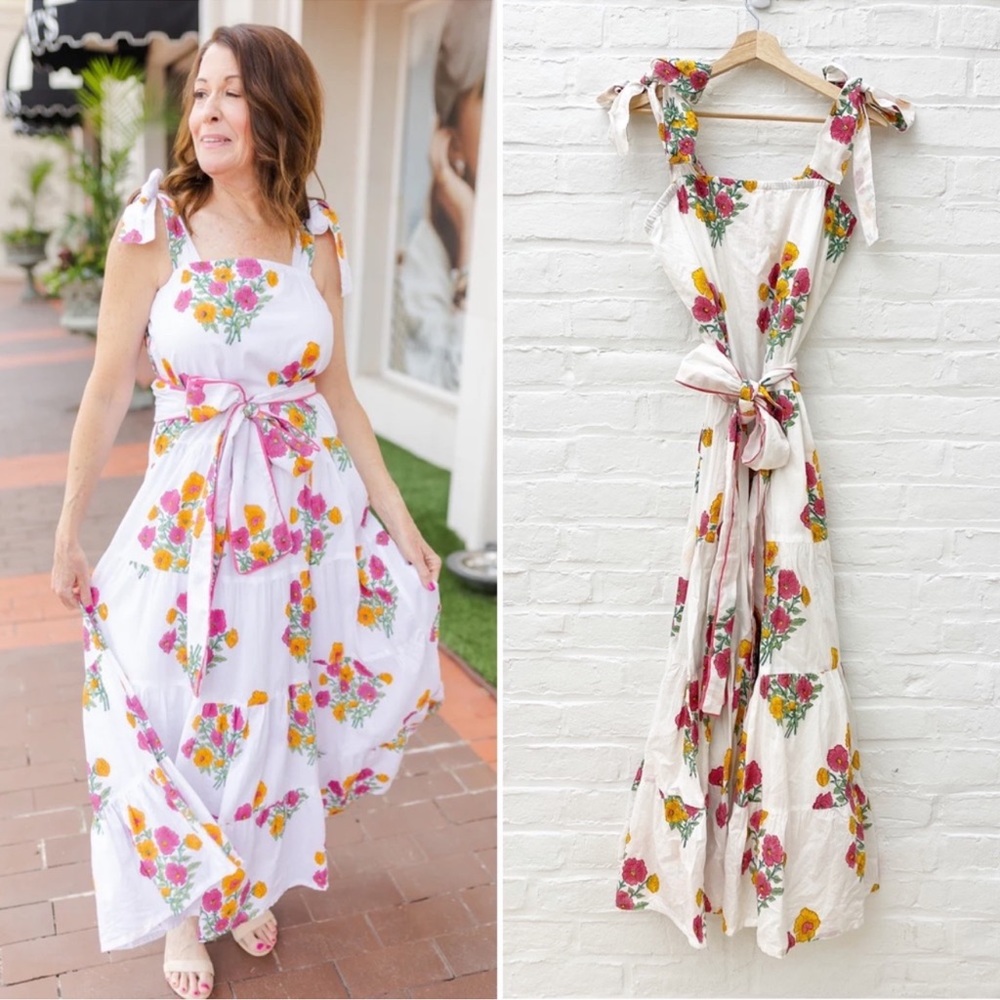 Victoria Dunn || King Street Maxi in Posies Tie Block Print XL NWT